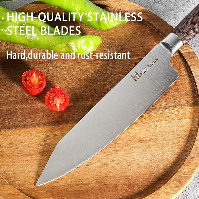 3PCS Chef Knife Set, Japanese Kitchen Knife, Sharp High Carbon Stainless Steel Forged Blade Professional Kitchen Knives Set with Ergonomic Handle Knives Set for kitchen with Gift Box