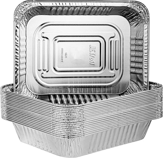 PLASTICPRO Disposable 9 x 13 Heavy Weight Aluminum Foil Pans Half Size Deep Steam Table Bakeware - Cookware Perfect for Baking Cakes, Bread, Meatloaf, Lasagna Pack of 20
