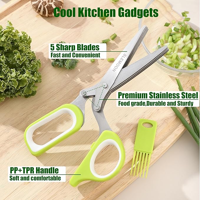 Heavy Duty Poultry Shears Kitchen for Chicken Meat,Multipurpose Kitchen Shears for Food,Herb Scissors with 5 Blades and Cleaning Comb, Cool Kitchen Gadgets Tools 2024 Green,2pcs set,burgundy