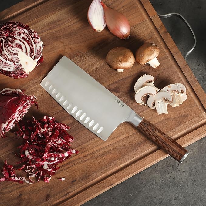 Babish 6.5-Inch Forged Cleaver Knife with Dark Pakka Wood Handle – High-Carbon 1.4116 German Steel Full Tang Kitchen Knife for Heavy-Duty Chopping and Slicing