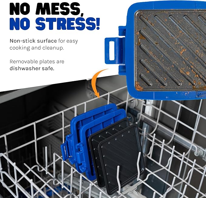 Toastie Maker, Microwave Grill, Sandwich Toaster, 3 Minute Grilled Cheese, Crispy, Panini Press, Dishwasher Safe, Office, Home, Travel & School Dorms (Blue)