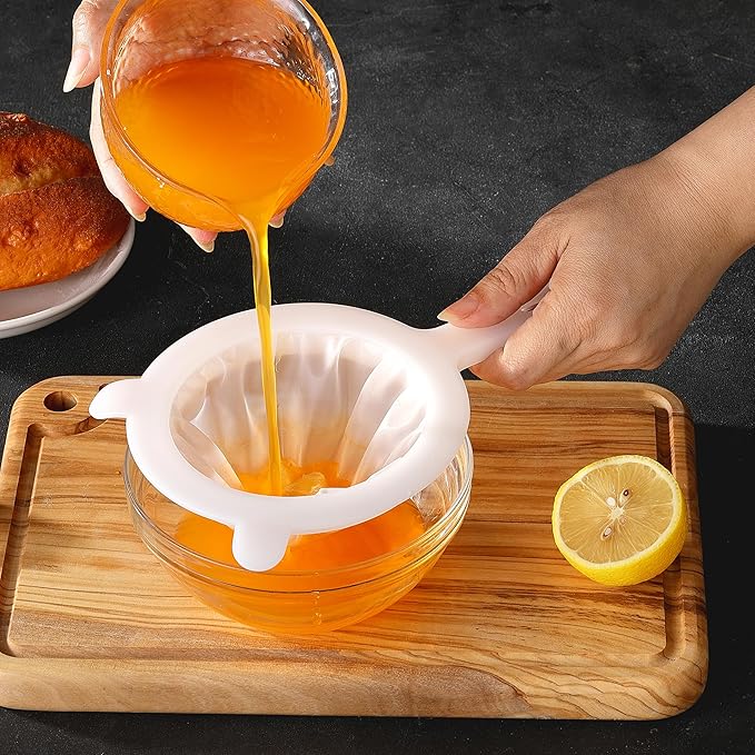 2PCS Plastic Fine Mesh Strainer, Nylon Ultra Strainer for Juice,Yogurt, Coffee, Honey, Milk, Nut Milk with Handle (120+200Mesh)