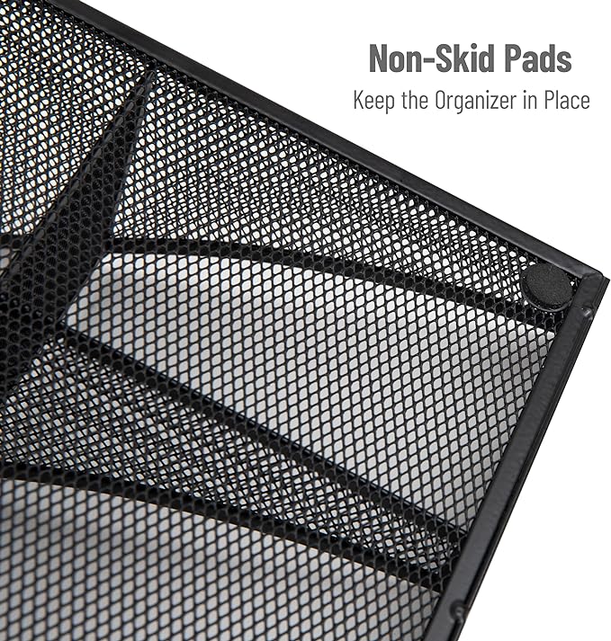 Mind Reader Countertop Organizer, 2-Tier Office Breakroom Supply Caddy, Metal Mesh, Black