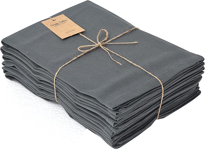 Grey Cloth Dinner Cotton 18x18 in Washable Napkins Cloth|Absorbent Reusable Spring Easter Basket Decor Pk of 6 Table Napkins Cocktail Party Wedding BBQ Hotel Cafe Cloth Napkins