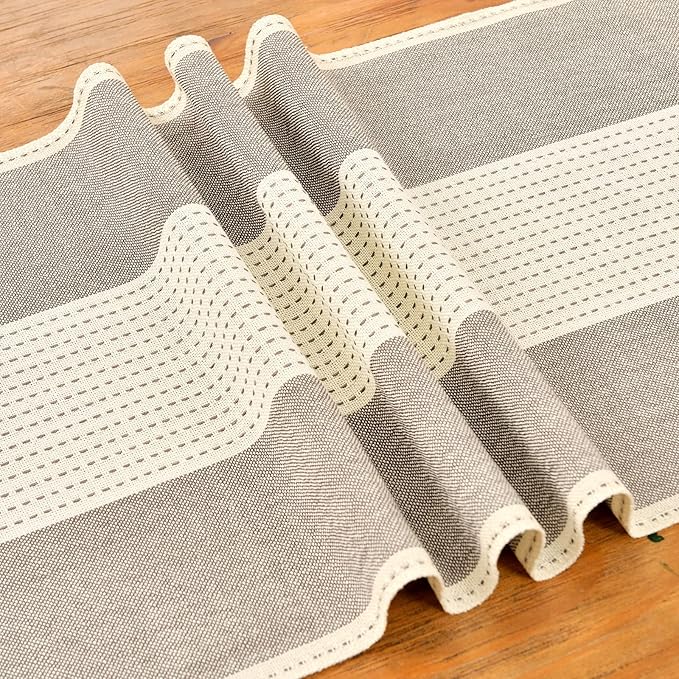 Wracra Linen Table Runner, Farmhouse Macrame Table Runners 108 Inches Long for Dining Table Decor, Wedding, Party and Dresser Decor (Dark Coffee,108")