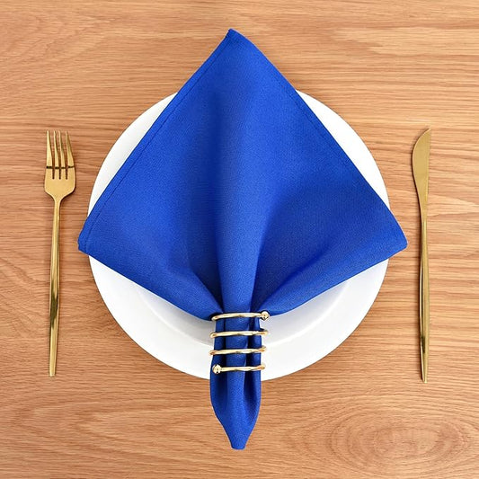 Wolkemer Set of 4 Royal Blue Cloth Napkins 17 x 17 Inches Solid Washable Polyester Dinner Napkins with Hemmed Edges for Dinners Parties Weddings Banquets Events Table Decoration