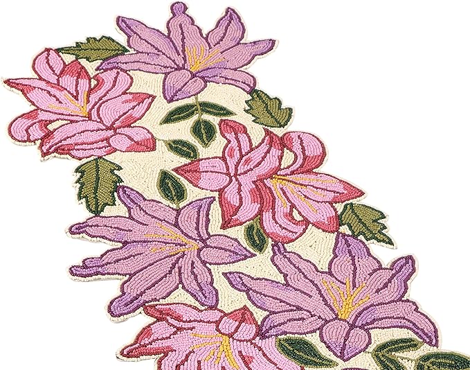 Alpha Living Home Luxury Beaded Runner 36 inch- Premium 13x36 Inch Candy Beaded & Polyester Christmas Beaded Runner - Decor for Home, Dining Tables, Weddings & Holiday Celebrations - Multi Pink