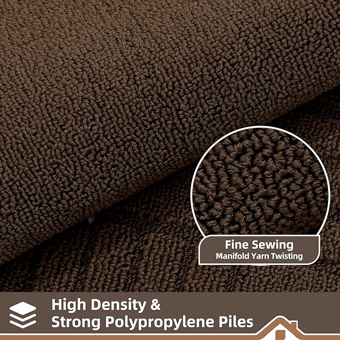 BEQHAUSE-Kitchen-Rugs-Anti-Slip-Kitchen-Mats-for-Floor Absorbent Kitchen Mat Set of 2 Washable Kitchen Runner Rug with TPR Non Skid Backing,Brown 24x35inch/24x60inch