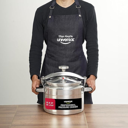 Universal (Large) 15.8-Quart Aluminum Pressure Cooker for Professional Use – Commercial-Grade, 1 Safety Valve, Reinforced Handles, Easy-Open Lid, – Ideal for Large Kitchens, and Restaurants