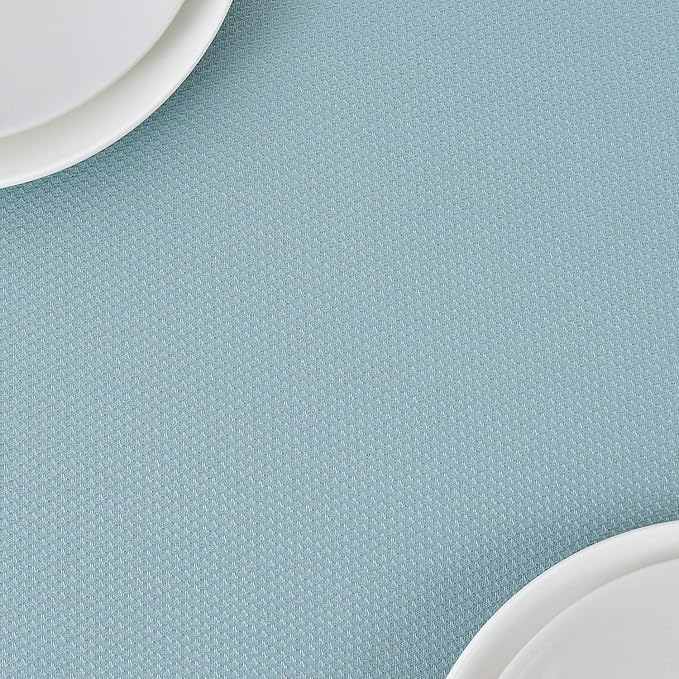 maxmill 2 Pack 60 x 84 Inch Dusty Blue Textured Rectangle Tablecloth Water Resistant Wrinkle Free Spillproof, Soft Jacquard Table Cloth for Banquet Parties Holiday Dinner, Indoor and Outdoor Use