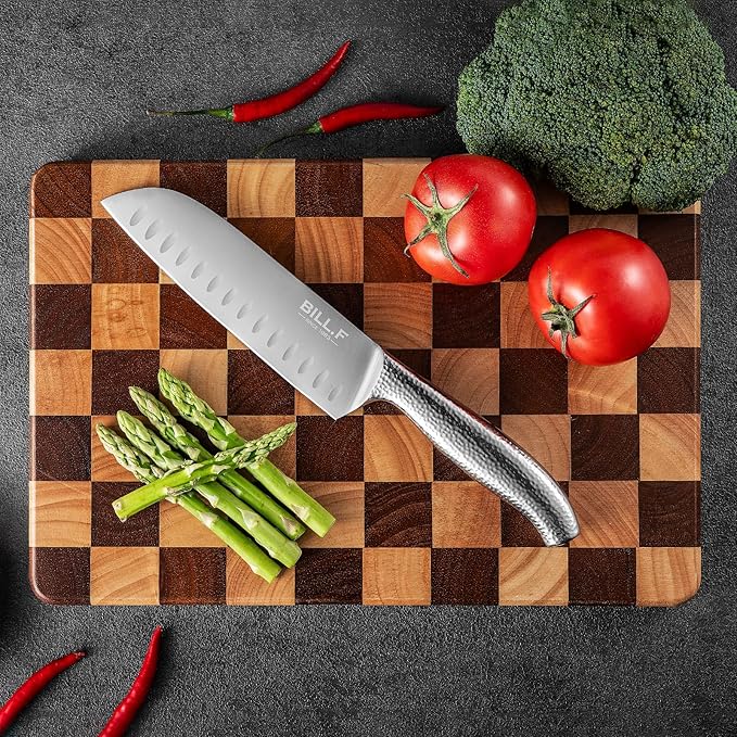 Knife Block with Kitchen Knives Set 14 Pieces and Wood Cutting Chopping Board Stainless Steel Knife for Kitchen Home Essentials Chef Knife Set, Anti-slip handle, Steak Knives Set of 6 ﻿