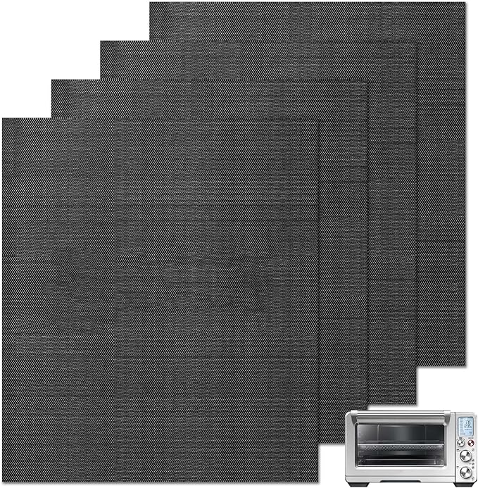 GWYSY 4 Packs Oven Liners for Bottom of Oven, 16"x12" Pre-Cut Rectangle Reusable Fiberglass Heat Resistant Non-Stick Mats for Breville BOV900BSS BOV950BSS Smart Oven Air Fryer Pro Convection Oven