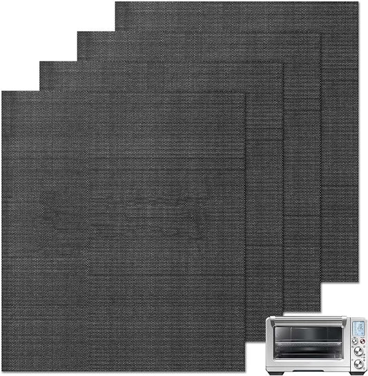 GWYSY 4 Packs Oven Liners for Bottom of Oven, 16"x12" Pre-Cut Rectangle Reusable Fiberglass Heat Resistant Non-Stick Mats for Breville BOV900BSS BOV950BSS Smart Oven Air Fryer Pro Convection Oven