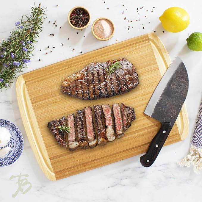 Totally Bamboo Reversible Baker's Board and Carving Butcher Block with Juice Grooves