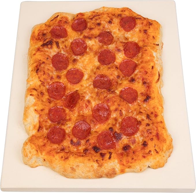 CucinaPro Pizza Stone for Oven, Grill BBQ- Extra Thick 5/8" Cordierite Rectangular Baking Stone for Better Holiday Cooking- 16" x 14" Pan- Holds High Temp For Crispy Crust- Kitchen Essential Xmas Gift
