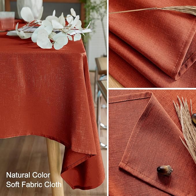 AUSSPVOCT Faux Linen Fall Table Cloth Rectangle Table 60x84 Water Resistant Spill-Proof Wipeable Wrinkle Free Fabric Tablecloth Rectangular Dining Cover for Birthday Party Farmhouse Outdoor Kitchen