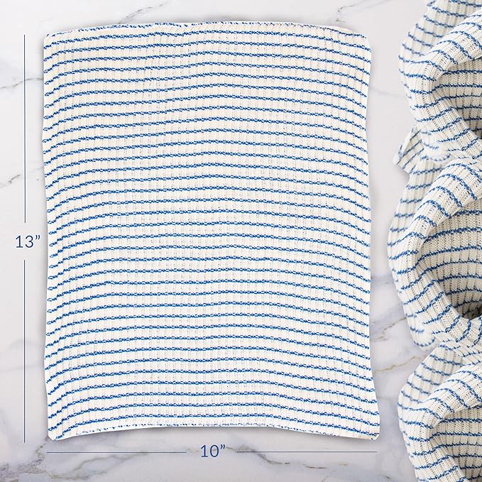 World's Best Kitchen Dish Cloths - Set of 6 Blue Dishcloths for Washing Dishes - Absorbent Poly Cotton Waffle Weave Dish Rags, Made in USA