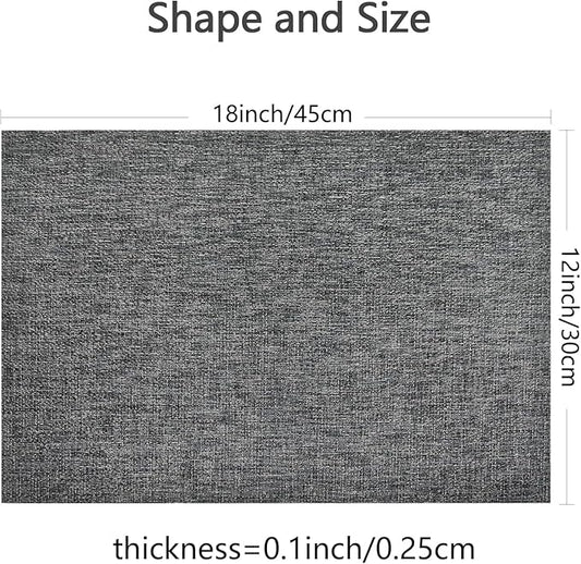 DACHUI Placemats Set of 6, Linen Look Woven Place Mats, Water Resistant, Heat Resistant, Washable, Durable Table Mats (Dark Grey)