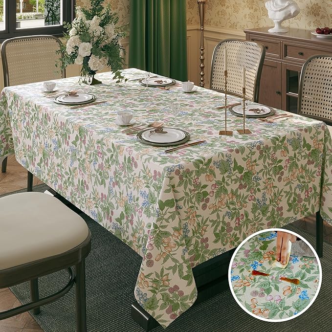 Rectangle Table Cloth,100% Waterproof Tablecloth Oil Proof Spill Proof Vinyl Table Cloth, Wipe Clean Plastic Table Cover for Dining, Camping, Indoor and Outdoor 54" x 84",Mulberry