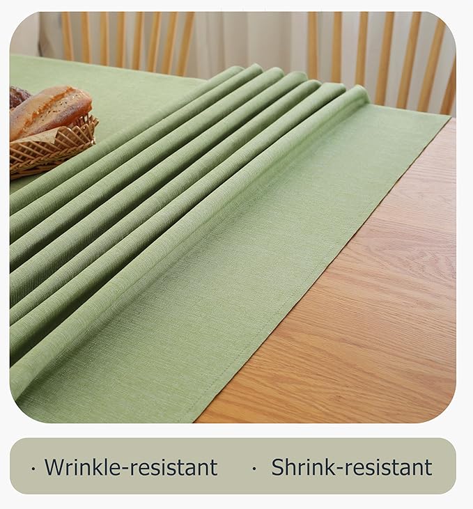Alsoo Spring Textured Table Cloth Rectangle Tables 60X60 Inch Linen Table Cloth Waterproof Spill Proof and Wrinkle Free Table Cover for Dining Table, Kitchen, Parties and Holidays, Green
