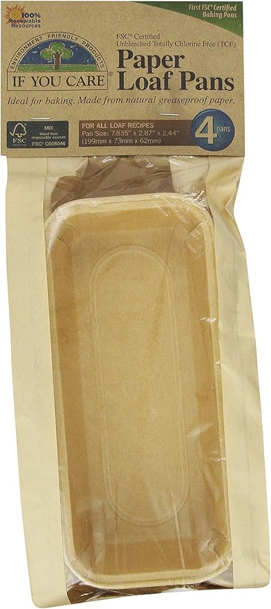 IF YOU CARE FSC Certified Paper Loaf Baking Pans, 4-count