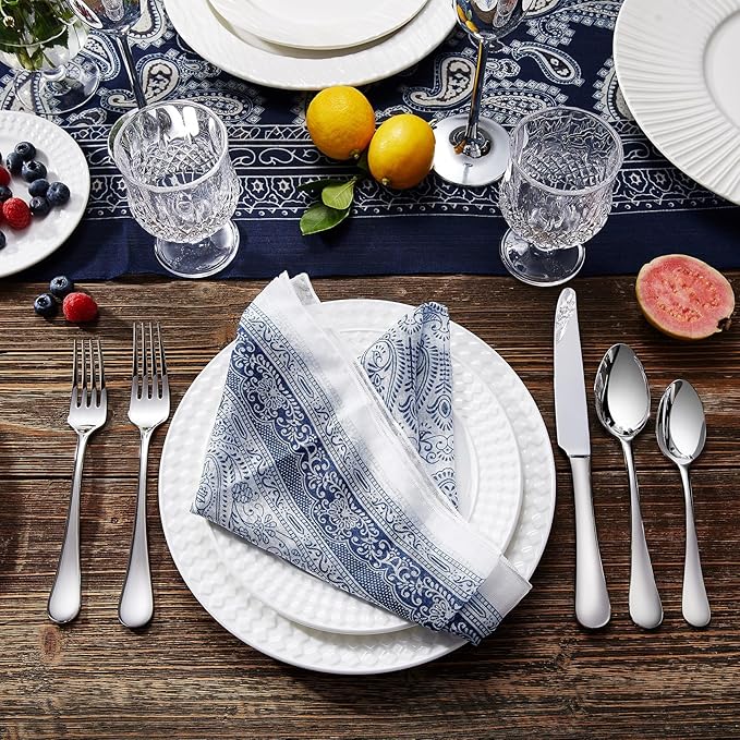 KEAWELL Premium Verona 4-Piece 9.7 inch Knife Set – Mirror-Polished Stainless Steel Table Knives with Serrated Edges, Elegant Design and Comfortable Grip for Dining and Entertaining (Dinner Knives)
