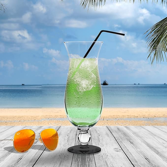 DISCOUNT PROMOS Libbey Hurricane Glasses 16 oz. Set of 12, Bulk Pack - Branded Drinkware for Cocktail, Pina Colada or Mudslide - Black