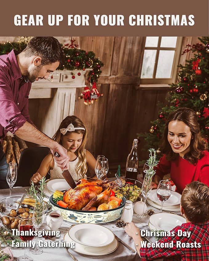 MCCSI Round Baking Pan Set Roasting Dish 4-Pack 9/10/12/14 Inches Enamel Non Stick Large Cookware for Cake Bread Pie Pizza Turkey Steak, Non-Toxic Oven Dishwasher Safe Mom's Christmas Gift Bakeware