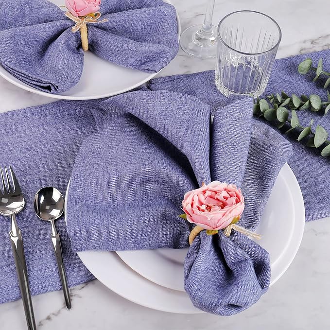 Handcraft Flower Napkin Rings Set of 6,Pink Peony Flower Handmade Napkin Holder Rings Table Decorations for Summer,Wedding,Luncheons,Picnics,Banquet, Birthday,Christmas,Valentine's, Thanksgiving