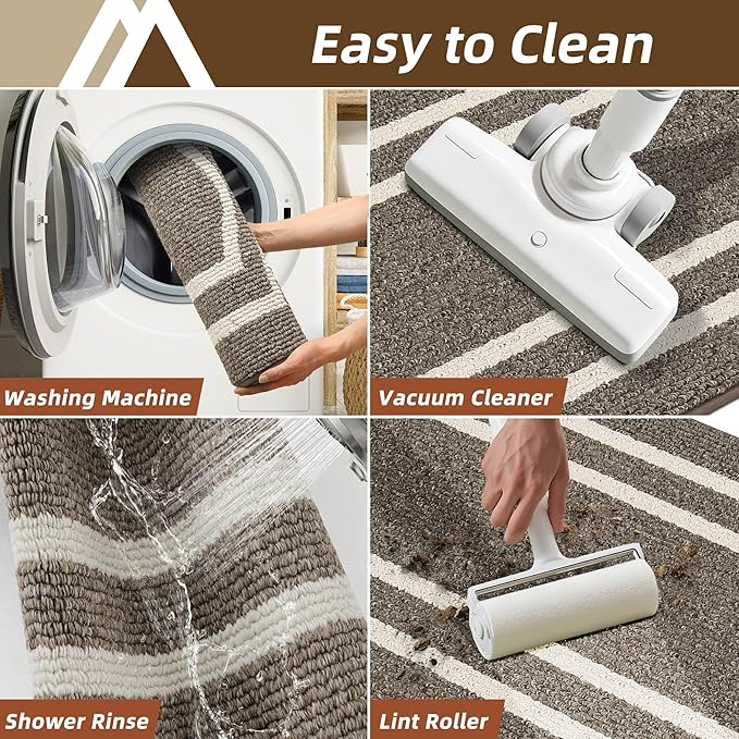 COSY HOMEER Long Kitchen Floor Mats for in Front of Sink Super Absorbent Kitchen Rugs and Mats 24"x59" Non-Skid Kitchen Mat Standing Mat Washable,Polypropylene,Brown,Frame