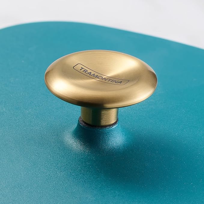 Prisma 7 Qt Enameled Cast Iron Covered Square Dutch Oven (Teal)
