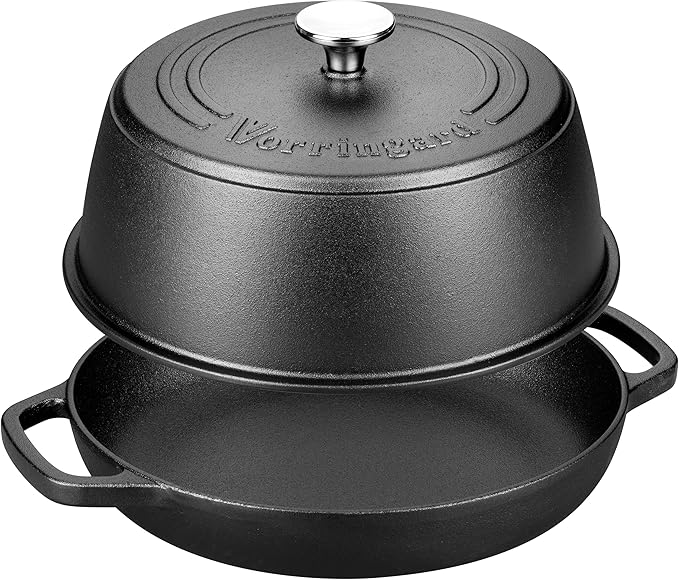VORRINGARD Cast Iron Dutch Oven Pot with Lid for Bread Baking - include Sourdough Bread Baking Supplies like Banneton Bread Proofing Basket, Bread Oven 6 QT, Pre-seasoned