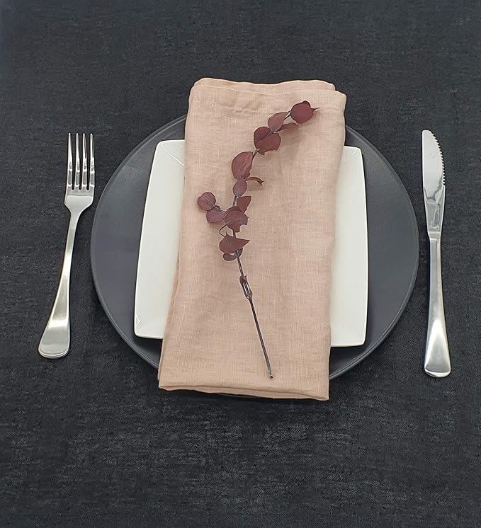 Marc Oliver Linen Cloth Napkins Pink. Set of 4, 20" x 20", Handsewn Hem with Mitered Corners. Soft Washed, Reusable Pure Linen Cloth Napkin for Dinner Table, Kitchen, Wedding, Restaurant