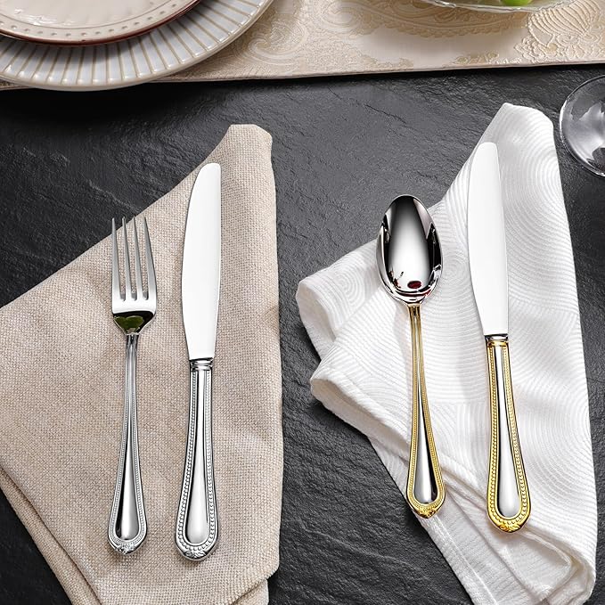 KEAWELL Premium Pearl Edge Butter Knives, 4-Piece Set, 18/10 Stainless Steel, 6.9 Inches, Dishwasher Safe (Silver)