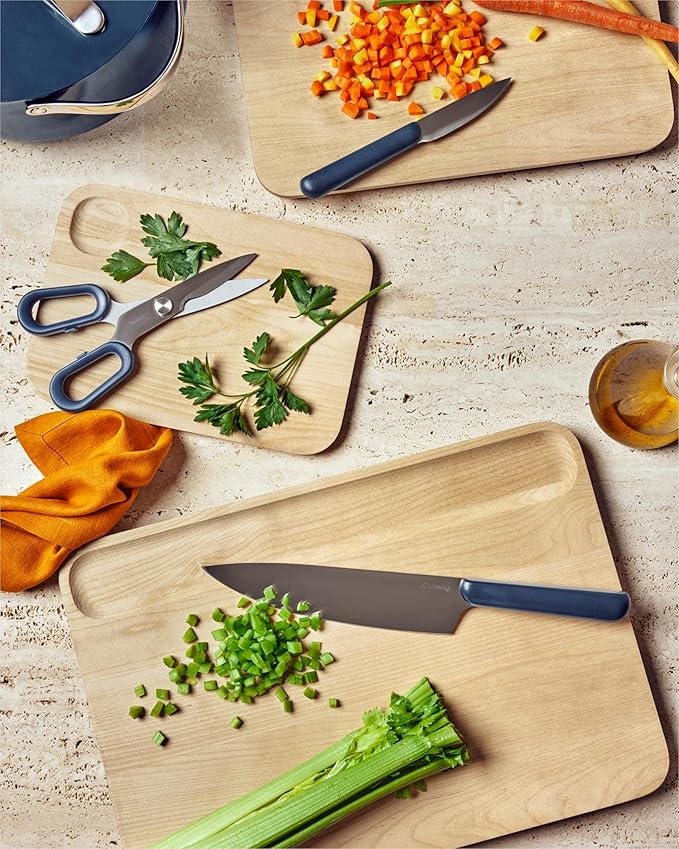 Caraway 5 Piece Knife Set - Premium German Steel Blade Kitchen Knives - Ergonomic Handles - No Microplastics - Gray