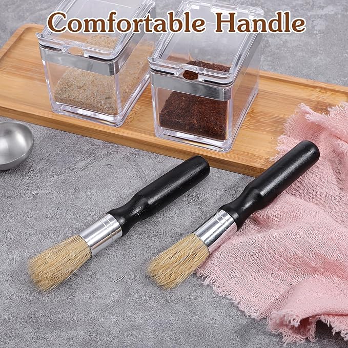 2 PCS Coffee Grinder Cleaning Brush, Natural Wooden Handle and Bristles Espresso Machine Cleaner Tool Coffee Bar Accessories Coffee Brush