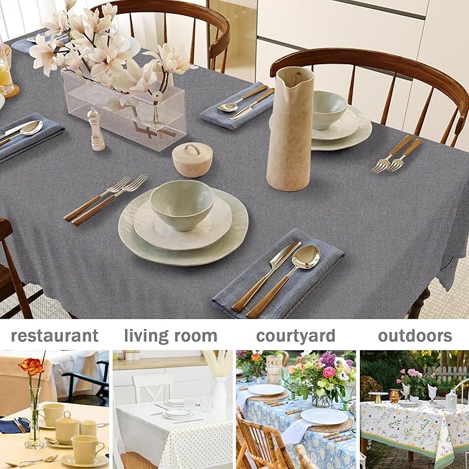 HX&OD Rectangular Tablecloth Cationic Fabric Waterproof Stain Resistant Wrinkle-Resistant for Home/Decoration/Party/Buffet/Wedding/Dining Room/Camping