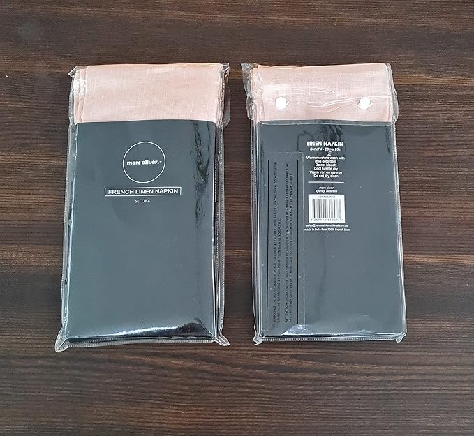 Marc Oliver Linen Cloth Napkins Pink. Set of 4, 20" x 20", Handsewn Hem with Mitered Corners. Soft Washed, Reusable Pure Linen Cloth Napkin for Dinner Table, Kitchen, Wedding, Restaurant