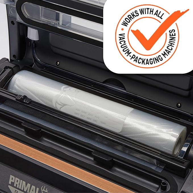 8” x 50’ Vacuum Bag Roll with Built-In Bag Cutter – User Friendly for Food Preservation – Microwave, Freezer and Boil Safe, BPA-Free, Compatible with any Vacuum Sealer Machine