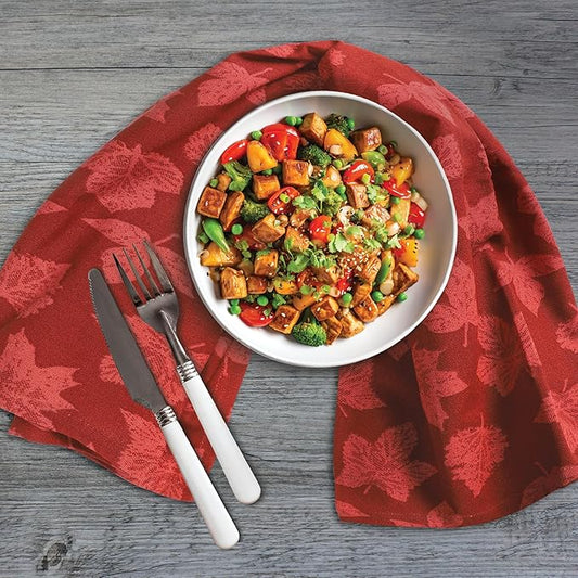 Urban Villa Kitchen Towels Harvest Leaf Print Towels Set of 6 20" X30” 100% Cotton Highly Absorbent Quick Drying Dish Cloths & Dish Towels Thanksgiving Fall Tea Towels with Hanging Loop Towels