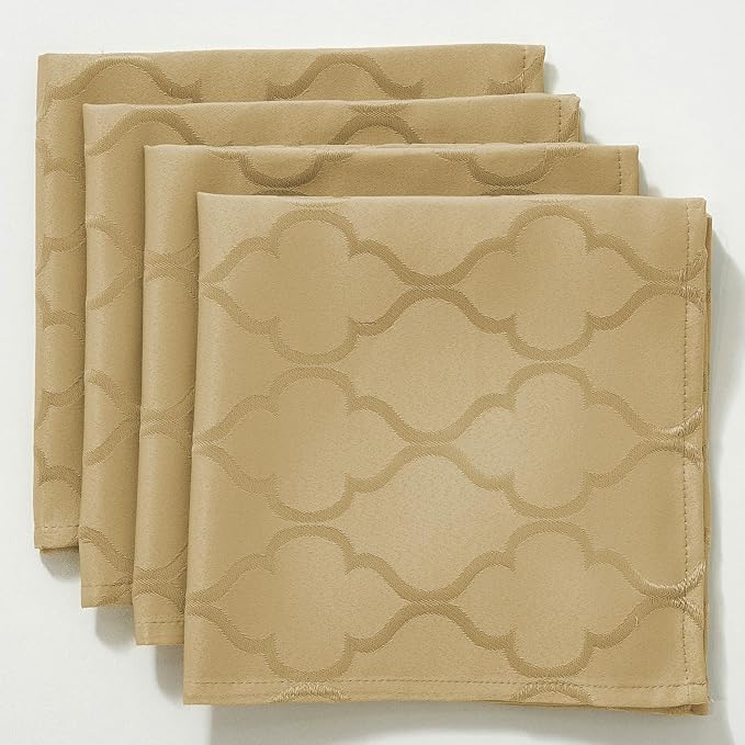 Larponder Napkins Cloth Washable, Jacquard Napkins 4 Pieces Napkins Set for Kitchen Dining Party Picnic (Square, 20" x 20", Gold)