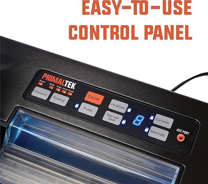Premium 12” Vacuum Sealer – User Friendly for Food Preservation & Sous Vide, 21inHg Vacuum Pressure – Features Raised Air Intake Valve, Multiple Operating Modes, Built-In Vacuum Bag Storage
