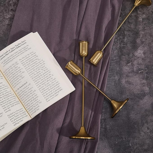 Candlestick Holders, Taper Candle Holders Set of 3, Gold Vintage Candle Sticks Holder Decor for Table Centerpiece, Fireplace Mantel, Weddings, Housewarming & Valentine's Day Décor