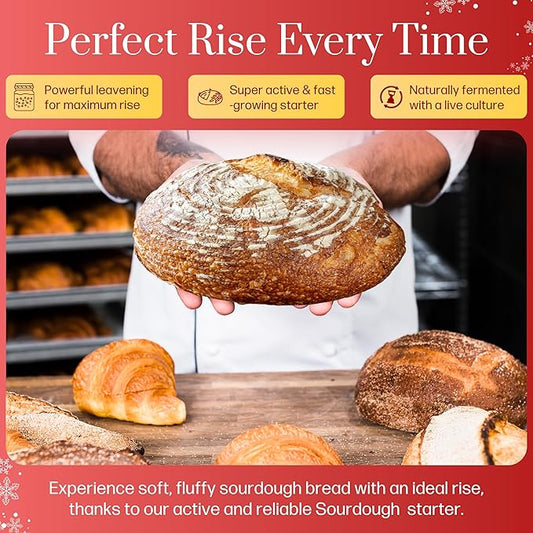 Mature Sourdough Starter Culture – 100+ Years Old Dehydrated Sourdough Starter Kit for Delicious Homemade Sourdough Bread – All-Natural and Healthy - Beginner Friendly, Fast reactivation and Expert Support