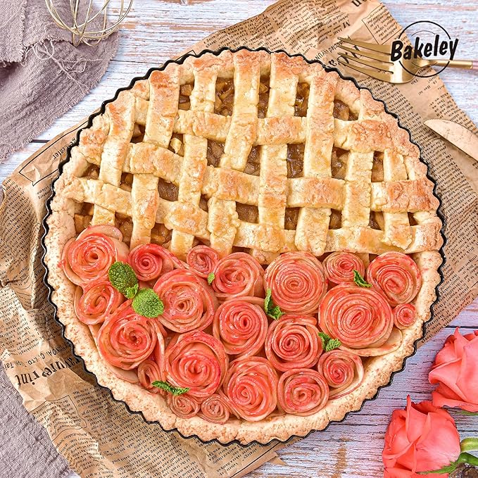 Bakeley 11-Inch Round Tart Pan with Loose Removable Bottom, Non-Stick Carbon Steel Quiche Pan for Oven Baking (Black)