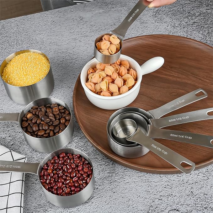 Smithcraft 8-Piece Stainless Steel Measuring Cups Set, Siliver, 240ml