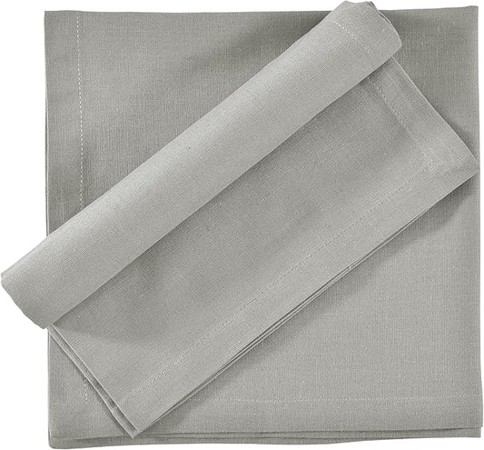 FINGERCRAFT Dinner Cloth Napkins, Cotton Linen Blend Mitered Corner Napkins Cloth 12 Pack Natural Premium Quality for Every Day Use, Parties, Easter, Thanksgiving, Weddings, 18x18 inch Grey
