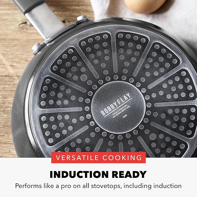 GreenPan x Bobby Flay 4.5QT Nonstick Saute Pan with Glass Lid, PFAS-Free Diamond Ceramic, Induction Suitable, Stay-Cool Silicone Handle, Easy Clean Dishwasher & Oven Safe, Graphite