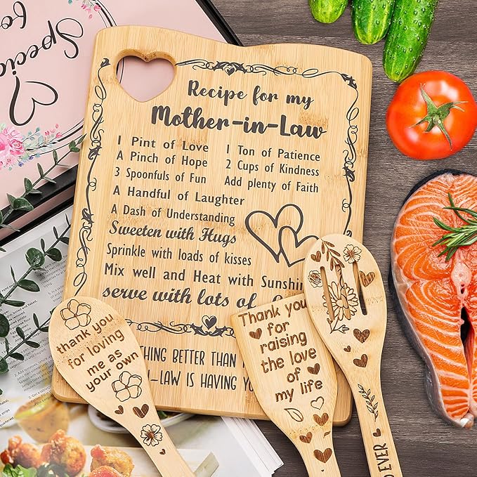 YUEYUQIU Gifts for Mother in Law - Birthday Gifts for Mother in Law from Daughter in Law, Mother in Law Cutting Board Set Present, Ideal Mother's Day Christmas Gifts for Mother of the Groom