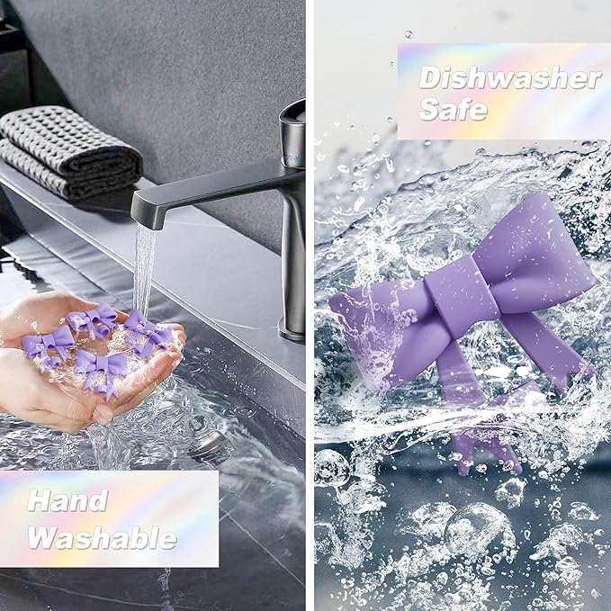 Compatible with Stanley Cup Accessories - 3Pcs 10mm Bow Straw Topper Compatible with Stanley Cup Straw Cover Cap, 2pcs Purple Bow Charms for 30&40 Oz Tumbler with Handle